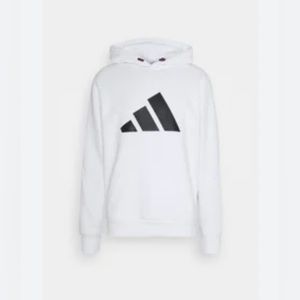 Adidas Women's White 100% Cotton Long Sleeves Solid Logo Pullover Hoodie Size XL